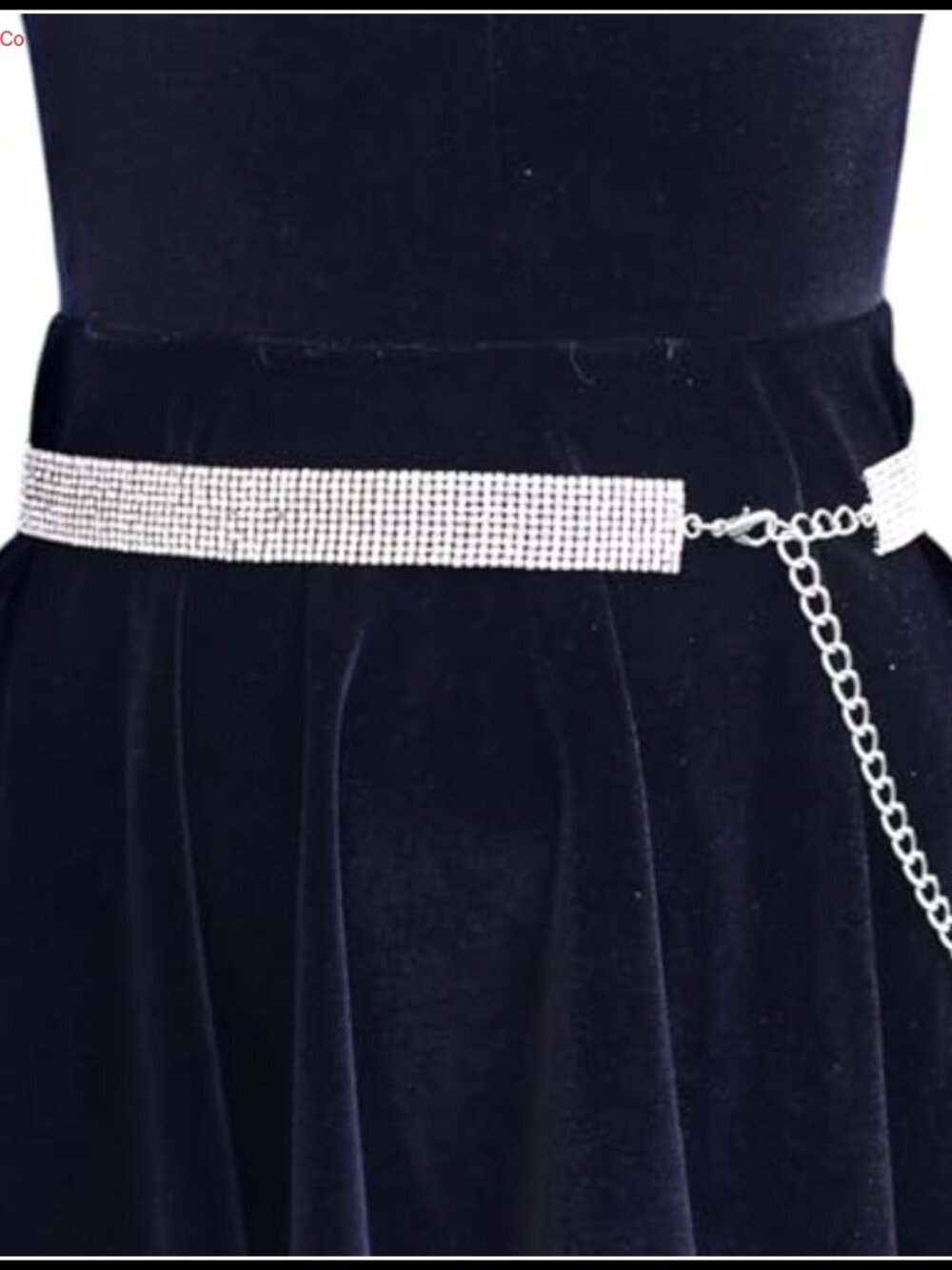 Silver Rhinestone Chain Waist Belt Adjustable Jeweled Body Chain